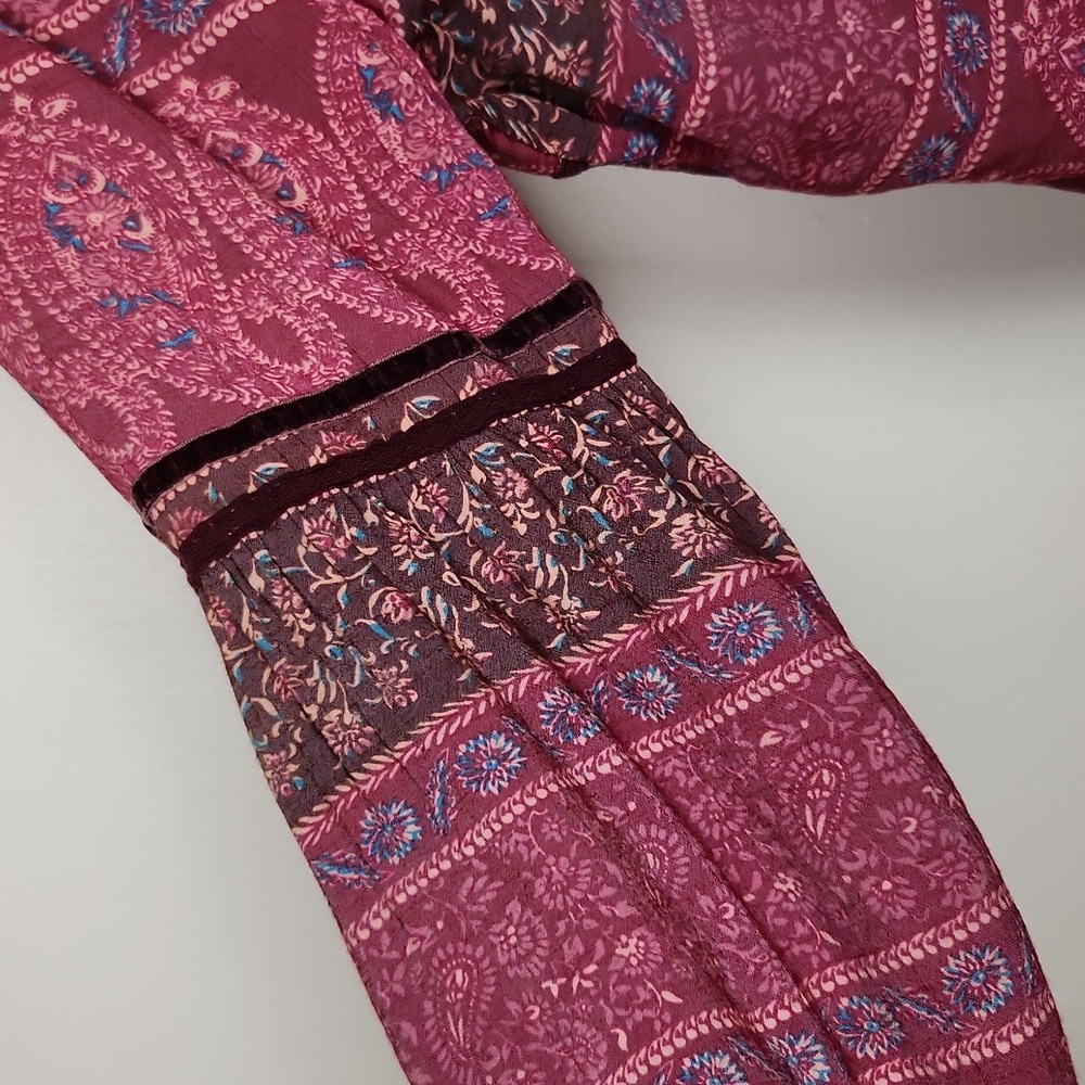 St John's Bay Boho Pasley Bordeaux Blouse - Picture 4 of 13